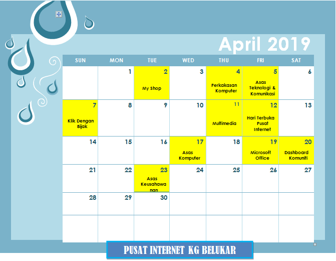 jadual april 2019
