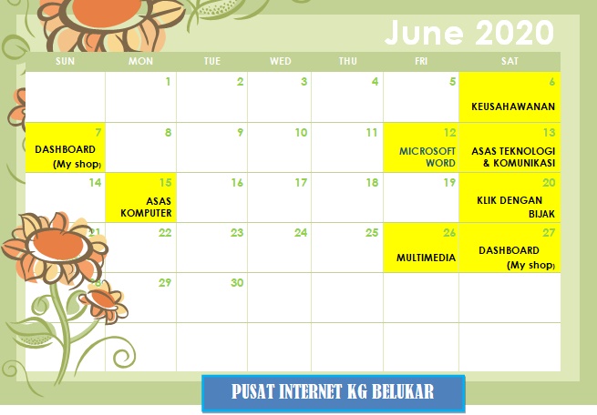 jadual bulan 6 2020
