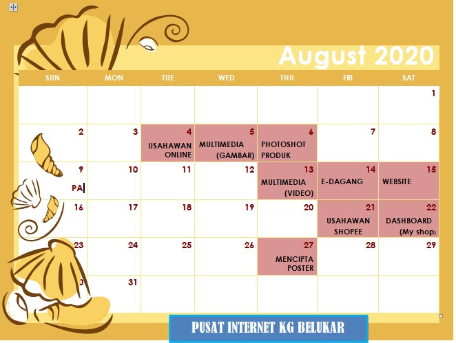 jadual bulan 8 2020